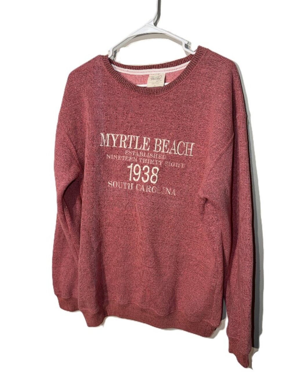 Pacific & Co Myrtle Beach Sweatshirt L Mauve Embroidered 1938 SC Crewneck